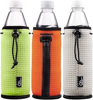 WKieason Neoprene Water Bottle Sleeves Insulators Beverage Bottle Can Sleeves Covers 16 17 18 oz Beer Bottle Sleeves Coolers Holder Non-slip Neoprene Bottle Coolier Sleeves (Neon Green/Orange/Grey)