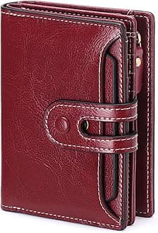 Small Wallet Women Rfid Blocking Genuine Leather Compact Bifold Card Holder for Women with Zipper Coin Pocket 2 ID Windows