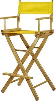 Casual Home Natural Frame Canvas Director Chair, 30", Yellow
