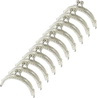 Piutouyar 10 Pcs Metal Purse Frame, Vintage Bag Kiss Clasp Lock, Retro Style Arch Frame Coin Purse Hardware with Lotus Beads Embossed(8.5cm / 3.3inch, Silver)