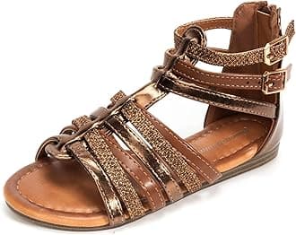 FUNKYMONKEY Girls Gladiator Strap Sandals Flat Fisherman Thong Cross Strappy Sandals