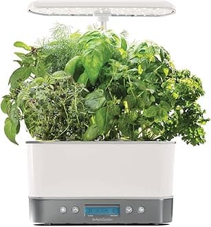 AeroGarden Harvest Elite Indoor Garden Hydroponic System with LED Grow Light and Seed Kit, Holds up to 6 Pods, White Stainless