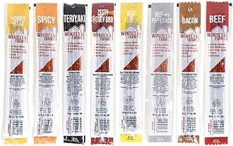 Wenzel’s Farm Variety Pack Sticks │Snack Sticks │ Flavorful, Naturally Smoked │ High Protein, Low Carb │ No MSG, Fillers, Binders, Artificial Colors │ Gluten Free | 16 sticks (8 packs of 2)
