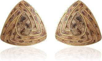 Estele24 Kt Gold Plated Green colour triangular shaped studs for women