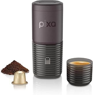 WACACO PIXAPRESSO, Coffee Maker, Electric & Portable, 4 Types of Coffee & Fast Heat-Up, 3*3000mAh Battery, Up to 5 Cups, 20 Bar Portable Espresso Maker, for Ground Coffee & NS Capsules, Dark Burgundy