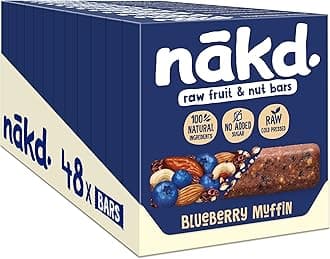 Nakd Blueberry Muffin Natural Fruit & Nut Bars - Vegan - Healthy Snack - Gluten Free, 35 g (Multipack case 48 Bars)