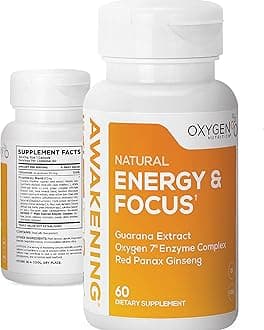 Awakening Natural Energy & Focus Supplement with Panax Ginseng, Guarana Extract & Chromium Picolinate | Brain Supplement for Focus, Energy, Mood & Clarity | Gluten Free Veggie, USA - 60 Caps