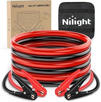 Nilight - Car Battery Jumper Cables 4 Gauge Booster Cable 16ft Heavy Duty 600A CCA with Carry Bag Emergency Kit for Pickup Truck RV Vans SUV