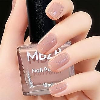 COSMOO Jelly Nude Nail Polish, 10ml Sheer Begie Quick Dry Nail Lacquer, Transparent Nail Art Varnish, 0.34 fl oz