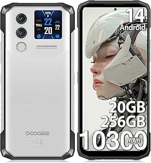 DOOGEEBlade10 MAX Rugged Smartphone with 1.54" Rear Screen, 20GB+256GB Android 14 Rugged Phone, 90Hz, 50MP AI Camera, 10300mAh Battery, 4G Dual SIM Free Unlocked Smart Phone, 3 Card Slots/NFC/IP69K