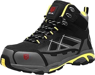 LARNMERN Steel Toe Work Boots Men,Non Slip Safety Shoes,Comfortable Industrial and Constructio Hiking Sneakers