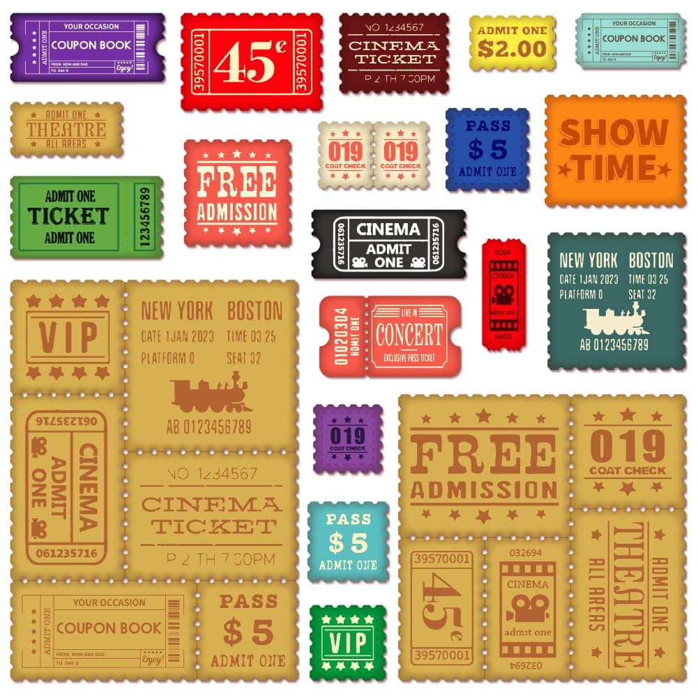 GLOBLELAND Ticket Cutting Dies Rectangle Postage Stamp Frame Cut Dies Photo Frame Die Cuts for DIY Scrapbooking Photo Album Decorative Embossing Paper Card