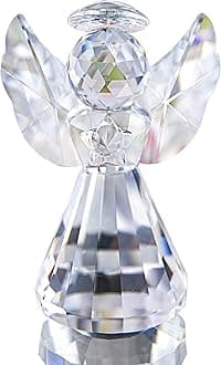 HDCRYSTALGIFTS 3inch Crystal Guardian Angel Figurine Paperweight Decor Glass ...