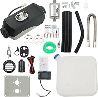 White & Black Split Air Heater Parking Heating, One Outlet Bunk Heater with LCD Switch Remote Replacement for Car Trucks RV Bus Boat Trailer 12V 5KW