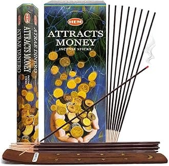 Attracts Money Incense Sticks and Incense Stick Holder Bundle Insence Insense Hem Incense Sticks
