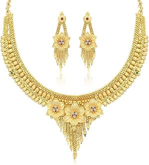 Sukkhi Classy 24 Carat Gold Plated Choker Necklace Set for Women - N73725SK