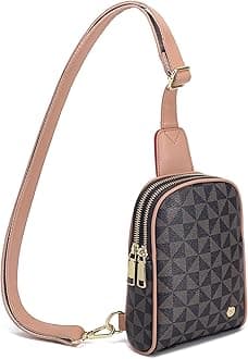 INICAT Travel Small Crossbody Sling Bags Valentines Day Gifts Women Her Cross Body Purses Vegan Leather Birthday, Brown Checked, Small, Casual