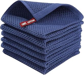 6 Piece Household Cleaning Cloth Pure Weave Kitchen Towel Dishwashing Grease Quick Drying Cloth (Blue, One Size)