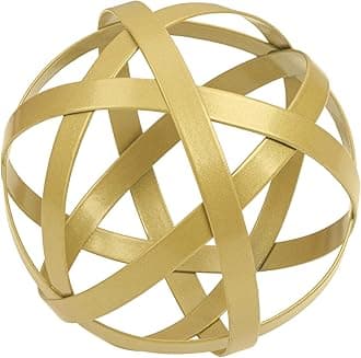 Everydecor Small Gold Metal Band Decorative Sphere