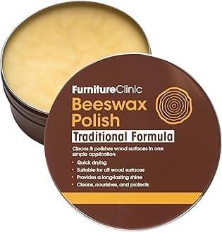 Furniture Clinic Premium Beeswax Polish (6.8oz/200ml) | Condition, Restore, Protect, & Waterproof Wood Furniture, Cabinets, and More | Natural Wax for all Wood Types & Colors - Oak, Teak, Dark & Light