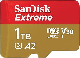 SanDisk 1TB Extreme microSDXC card +SD adapter, microSD card for smartphones, action cameras, drones, V30, up to 190 MB/s, SanDisk QuickFlow Technology, RescuePro Deluxe, UHS-I, 4k, V30, A2, C10, U3