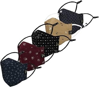 Cenwell Reusable, Washable Designer Fabric Cotton 3D Printed 6 Layer Face Mask with Adjustable Earloop, Ear Saver Strap, Melt Blown Filter for Men & Women