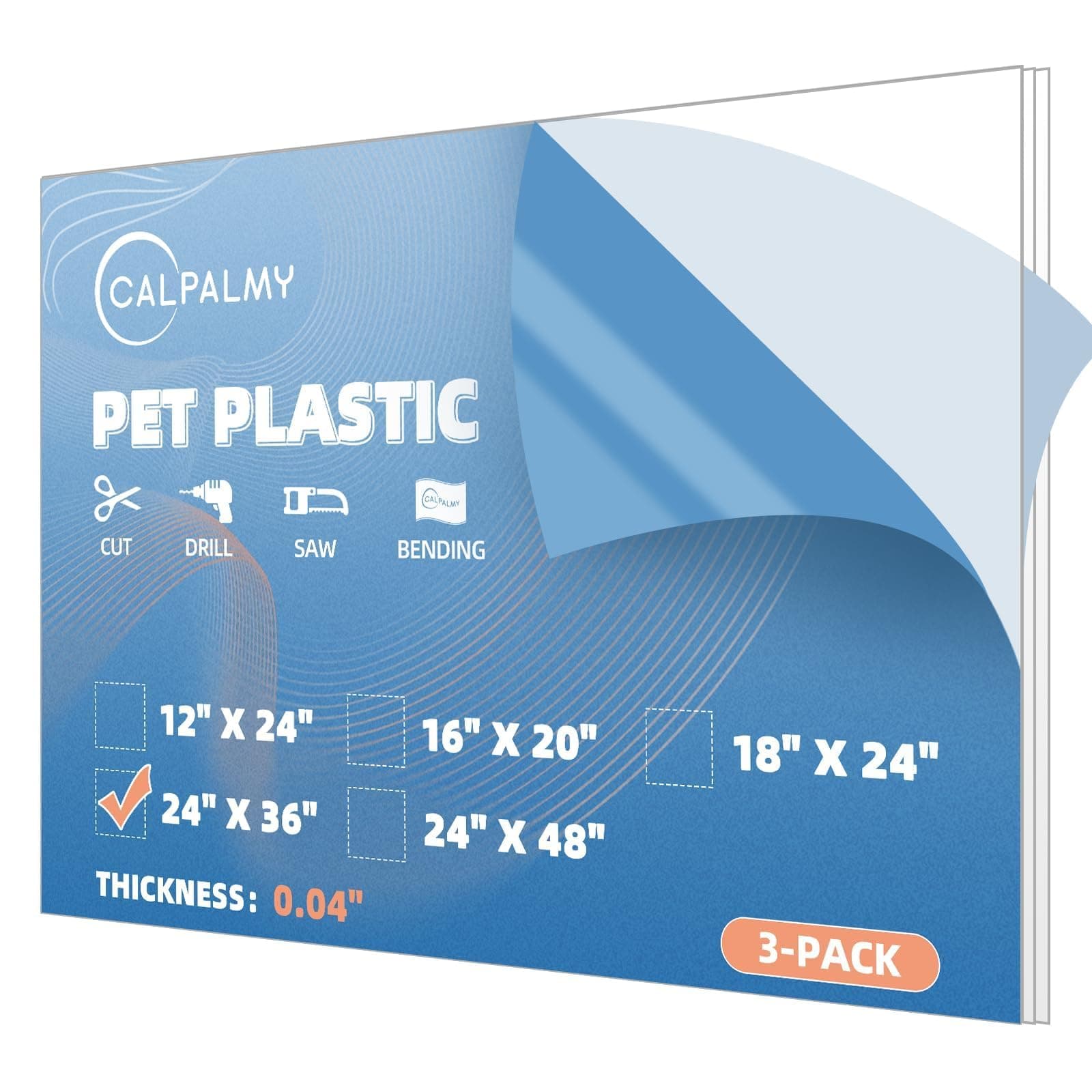 Multiple-sizes PET Plexiglass Sheets 0.04"/0.06" Thick