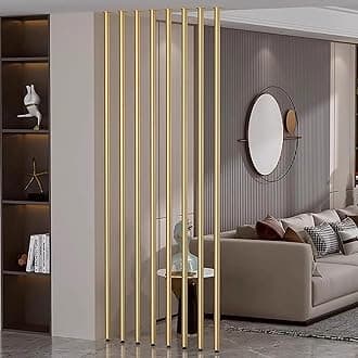 Gold Room Divider Partition Post 8 Pack, Floor to Ceiling Wall Partition Pillar for Home Hotel Office Entrance, Privacy Screen Column with Adjustable Foot Pad, No Need to Drill(Dia: 2.8 cm,115cm/45.2i