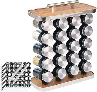 Tuklye Spice Rack, Portable Stainless Steel Seasoning Spice Organizer, Outdoor BBQ Portable Kitchen Spice Storage Rack, Free 20 Seasoning Jar Set with Reusable Labels and Funnels