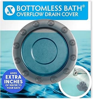 SlipX Solutions Bottomless Bath Overflow Drain Cover for Tub, Adds Inches of Water to Bathtub for a Warmer Deeper Bath, Spa Accessories, Drain Block, Water Stopper Plug (4 inch Inner Diameter, Gray)