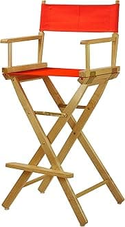 30" Director's Chair Natural Frame-with Orange Canvas, Bar Height