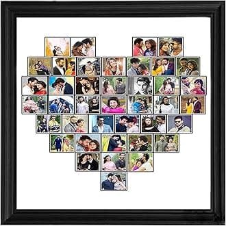 Personalised Heart Shape Collage Wooden Photo Frame (14X14inch)