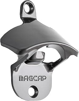 Outdoor Bottle Opener Wall Mounted - Style Magnetic Beer Bottle Opener that Catches Caps - Easy to Install and Incredibly Convenient (Gunmetal Black)