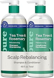 Renpure Tea Tree & Rosemary Shampoo and Conditioner Set, Plant Based - Refreshes & Rebalances Hair and Scalp - For Oily/Normal Hair - Tea Tree Leaf Oil, Rosemary Leaf Extract - 24 Fl Oz each, 2 Pack