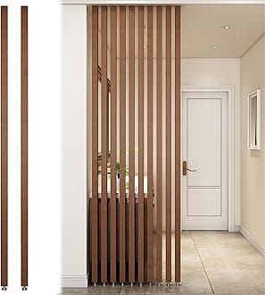 Wall Partition Room Divider Floor to Ceiling Wooden Slats - Screen Partition Post Living Room Simple Modern Entrance Restaurant Office Hollow Decor Column ( Color : Wood 2Pcs , Size : 130cm/51.1in/4.2