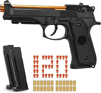 - Toy Gun, Children's Soft Toy Guns, 24shells120 Soft Bullets, Empty Shell Toy Guns, Christmas and Birthday Gifts (Black)