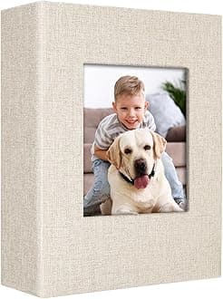Vienrose 4x6 Photo Album for Photos Linen Cover Black Pages Photo Book Large Capacity Picture Albums for Valentine Wedding Christmas Birthday (Beige, 100 pockets)