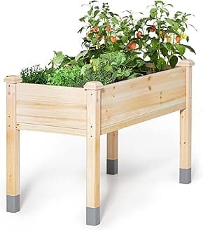MIXC Wooden Raised Garden Bed with Legs, 32”L X 16”W, Elevated Reinforced Large Planter Box for Vegetable Flower Herb Outdoors - Beam and Column Structure - Unmatched Strength Outlast