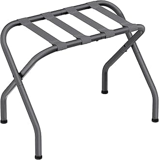 SONGMICS Luggage Rack for Guest Room, Suitcase Stand, Foldable Steel Frame, for Hotel, Bedroom, Holds up to 110 lb, 27.2 x 15 x 20.5 Inches, Slate Gray URLR001G01