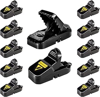 VRXVR Mouse Traps 12-Pack, Indoor Outdoor Use, Small Mice Catchers for Home Indoor, Reusable Mice Trap, Quick-Set Mousetraps for House