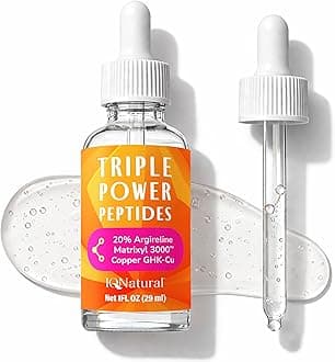 Peptide Serum for Face – 20% Argireline, Matrixyl 3000 & Copper GHK-Cu with Hyaluronic Acid | Anti-Aging Firming Serum | Wrinkle-Relaxing, Skin-Tightening | Triple Power Peptides | 1 FL OZ