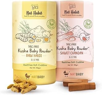 Raw Haldi & Shwet Chandan Kusha Baby Powder, Chemical Free & Rashfree Soft Protection, 0-5 Yrs - 150 g Each (Combo Pack of 2)