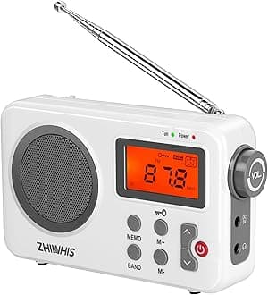 ZHIWHIS Portable Radio, AM FM Shortwave Digital Tuner with Best Reception, Battery Operated Clock Radios with Sleep Timer and Preset Function, Stereo Receiver with Alarm Clock for Home ZWS-8801