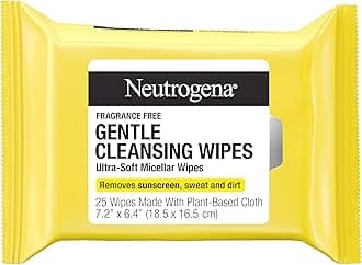 Gentle Facial Cleansing Wipes, Ultra-Soft Micellar Cleansing Wipes for Effortless Cleansing Made Gentle, Fragrance Free Face Wipes for Sensitive Skin, Hypoallergenic, 25 ct