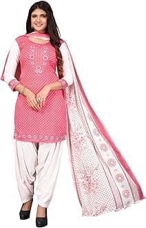 Readymade Indian Punjabi Style Crepe Patiala Salwar Suit with Dupatta for Women