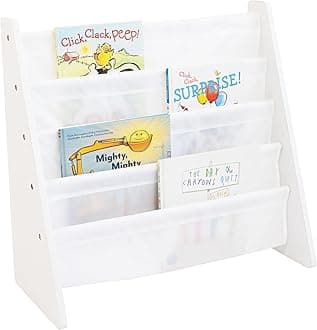 Children's Bookcase Storage Rack with 4 Tiers, Children's Bookrack, Bookshelf, White/White