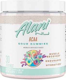 Alani Nu BCAA Sour Gummies | Branch Chain Essential Amino Acids | 2:1:1 Formula | Supplement Powder | Muscle Recovery Vitamins for Post-Workout | 30 Servings