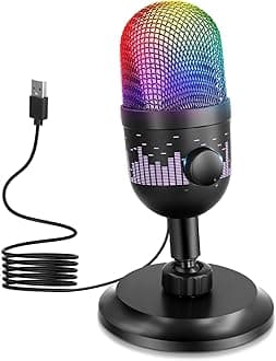 USB Gaming Microphone, Mic for PC, Condenser Microphone with Quick Mute and Noise Reduction for Streaming Podcast Recording Studio Singing Compatible with Laptop/PC/Mac/PS4/PS5