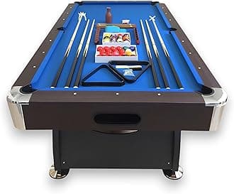 8 Foot Pool Table Modern Billiard Table with Blue Felt, Automatic Ball Return and Accessories - Vintage Blue