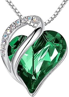 Gift Necklaces for Women, Infinity Love Birthstone Heart Crystal Pendant, Birthday Anniversary Jewelry for Wife, Mom, and Her, Silver Plated, 18" + 2" Adjustable Chain